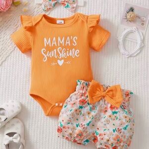 New Orange 'Mama's Sunshine' Baby Outfit 3 months